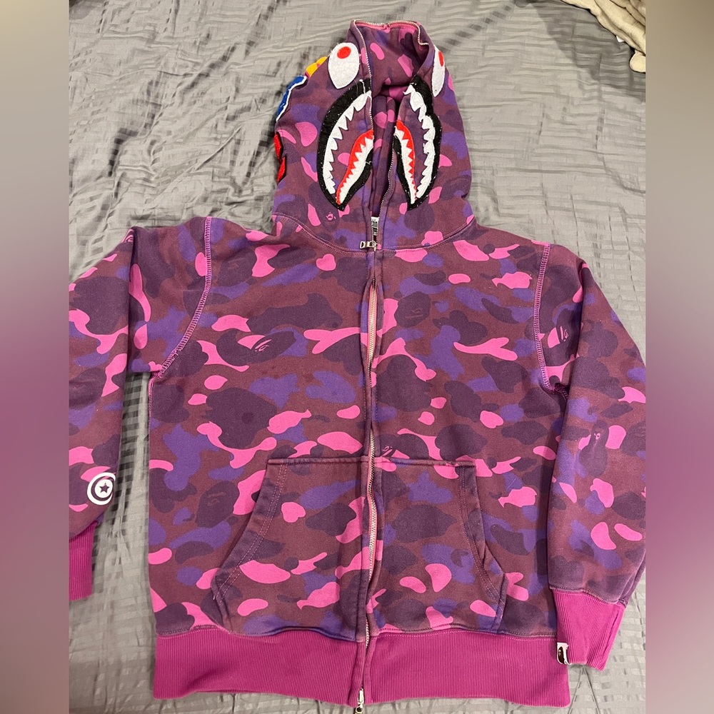 BAPE Color Camo Shark Full Zip Hoodie ‘Purple’
